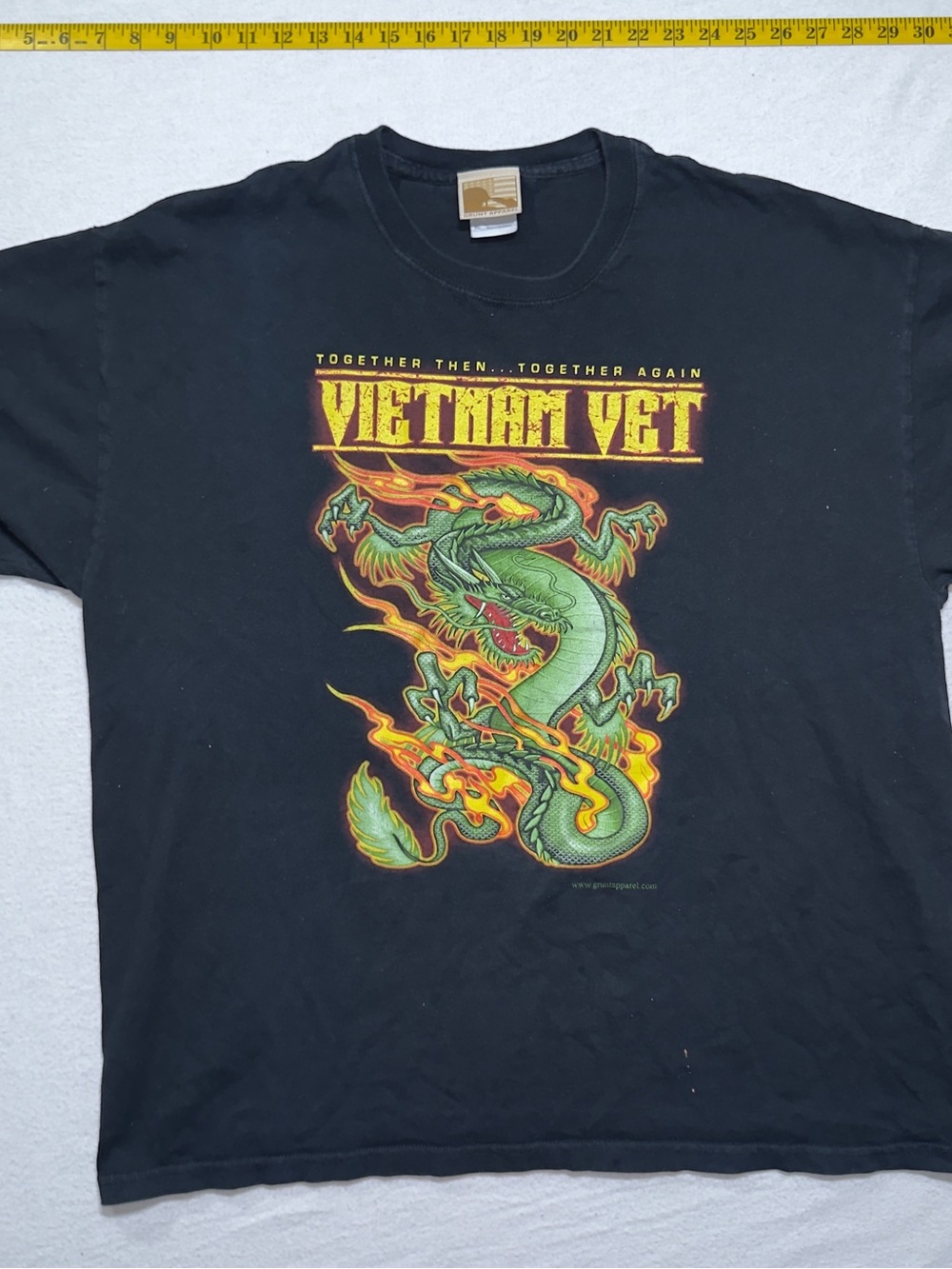 Vintage Vietnam Vet Black T‑Shirt with Green Dragon Graphic